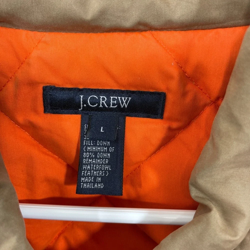 Vtg J Crew Men's L Goose Down Puffer Jacket  Removable Sleeve Brown Orange Y2K‎